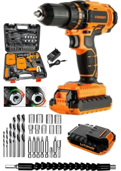 Germany X-Börh 58 V 6 Ah Sjs Metal Şanzıman Çift Akülü Bakır Sargılı Darbeli Matkap