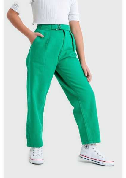 Kemerli Kız Keten Pantolon 2538