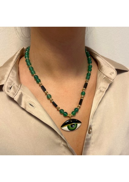 El Yapımı Yeşim Doğaltaş Varisit Taşı El Işi Seramik Evil Eye Göz Nazar Uçlu Doğal Taş Kolye fiyatları