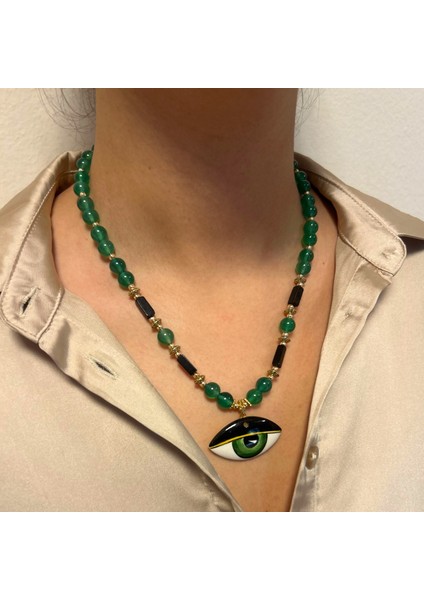 El Yapımı Yeşim Doğaltaş Varisit Taşı El Işi Seramik Evil Eye Göz Nazar Uçlu Doğal Taş Kolye indirimleri
