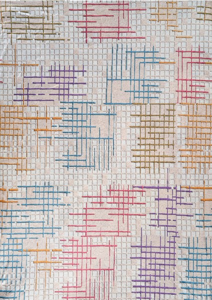 Kadife Dokulu, Lastikli, Süngerli, Kaymaz, Yıkanabilir Modern Desenlerde Halı Örtüsü 6,9 VE12M2 EBATLARDA-011
