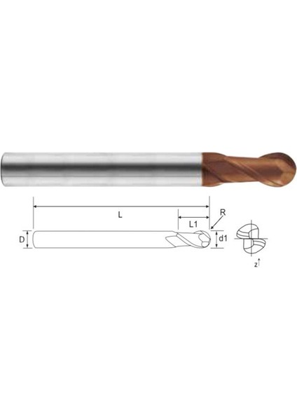 Ø4 Küre Elmas Freze 2 F (2X8X50X4)