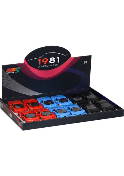 Metal Çek Bırak Spor Araba - 12 cm - 1 Adet