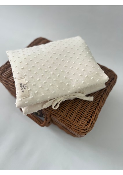 Alt Açma Matı, Bakım Çantası ve Bez Çantası Set Ponponlu Müslin Ekru fırsatları