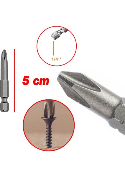 Mıknatıslı Yıldız Ph2 Bits Uç 50 mm 10'lu Set Kutulu Manyetik 1/4" Matkap Ucu Vidalama 5 cm Uzunluk fiyatları