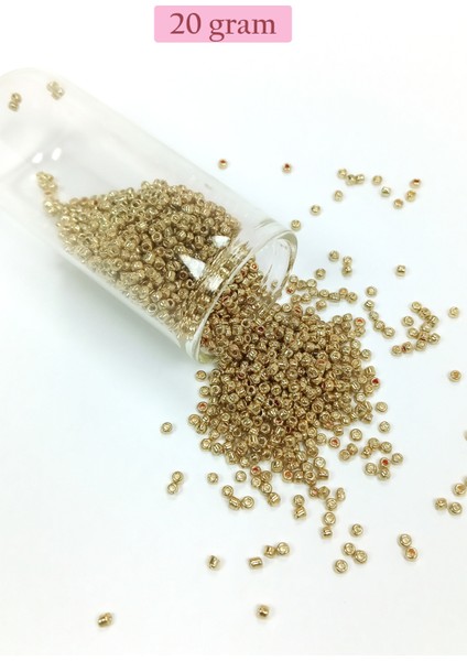 Dökme Cam Kum Boncuk (11/0) 2 mm - 20 Gram - Altın - BNC024