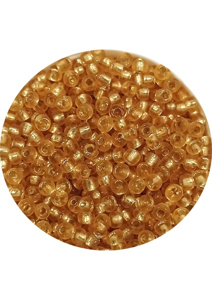 Dökme Cam Kum Boncuk (11/0) 2 mm - 20 Gram - Şeffaf Altın - BNC027