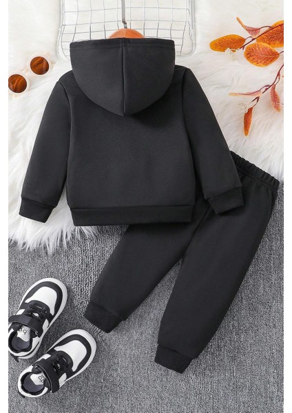 Uygun Tarz Black Baskılı Çocuk Rahat Eşofman Takımı fiyatları