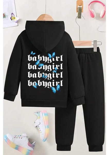 Uygun Tarz Babygirl Baskılı Çocuk Rahat Eşofman Takımı