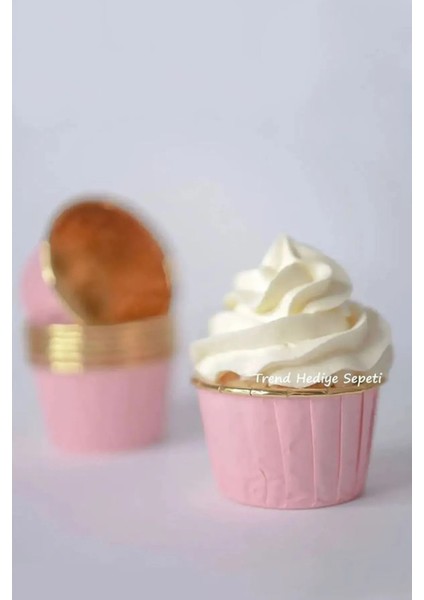 Pembe Gold Muffin Kek Kapsülü Cupcake Kalıbı 25 Adet