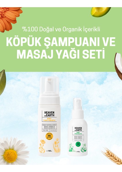 Konak Karşıtı Köpük Şampuan ve Bebek Masaj Yağı %100 Doğal Organik Vegan Set