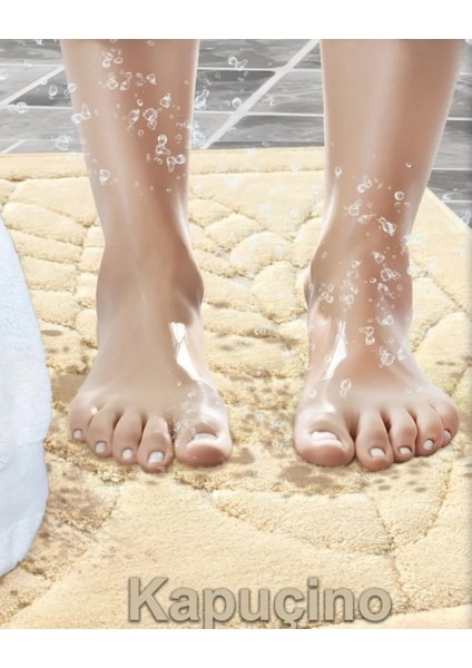 2'li Banyo Paspası Halisi Yaprak Desenli Pelus Kaymaz Taban Klozet Takimi Ebatlar 50.60 - 60.100 fiyatları