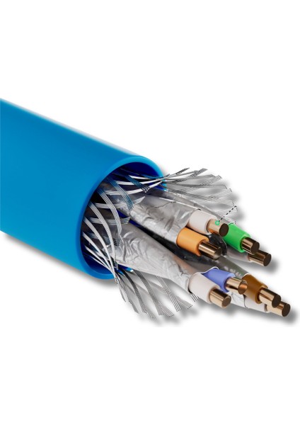 CAT8 S/FTP Ethernet (Network, LAN) Kablosu, Mavi, 10 metre