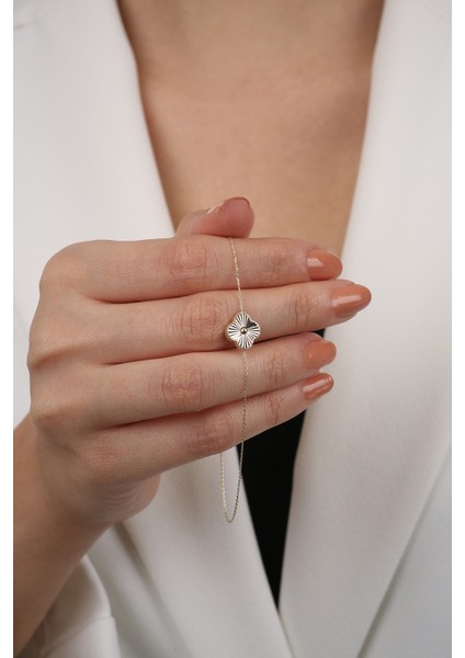 14 Ayar Altın Büyük Yonca Kalemli Bileklik fiyatları