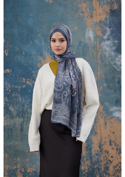 Gri Hint Vual Şal - 5008-09