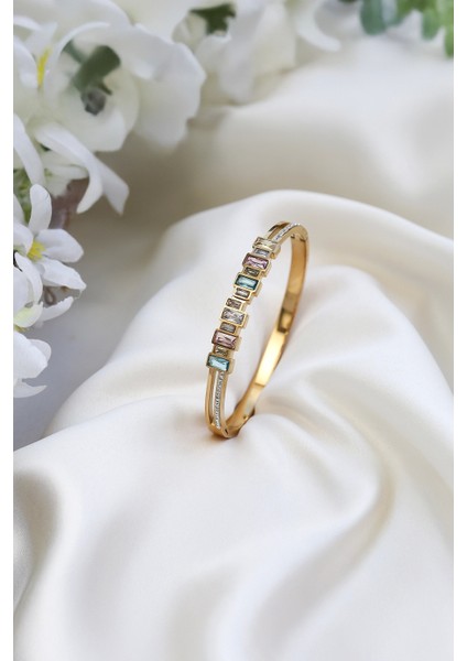 Swaroski Taşlı Çelik Kelepçe