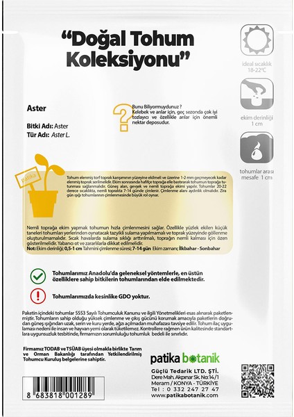 50 Adet Aster Çiçeği Tohumu