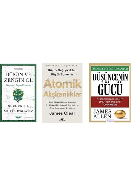 Düşün ve Zengin Ol - Atomik Alışkanlıklar - Düşüncenin Gücü 3 Kitap
