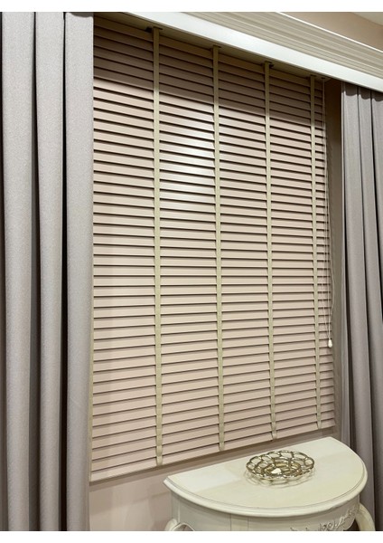 Cappuccino Rengi %100 Orijinal Ahşap Jaluzi Perde 50 mm Ofis Modern ve Tüm Mekanlar