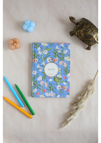 Leylak Desenli Bez Ciltli Defter - 2