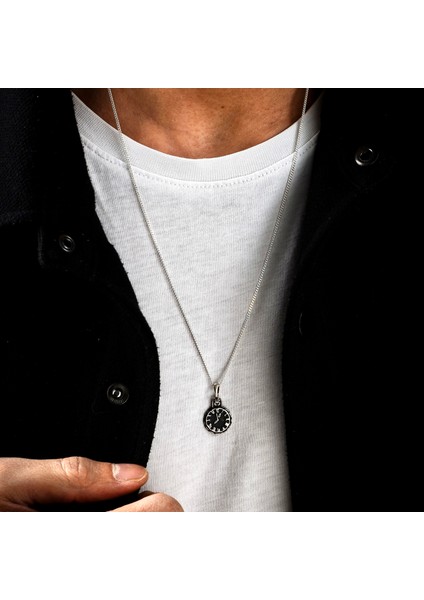 Gümüş Mini Saat Figürlü Kolye 925 Ayar Gümüş Küçük Boy Saat Figürlü Unisex Taşsız Kolye fırsatları