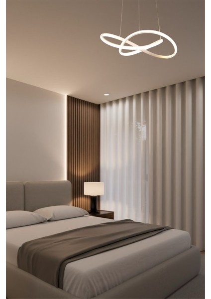Modern Beyaz Karçiçeği Model Kumandalı 3 Renk (Beyaz / Sarı / Günışığı) LED Avize fiyatları