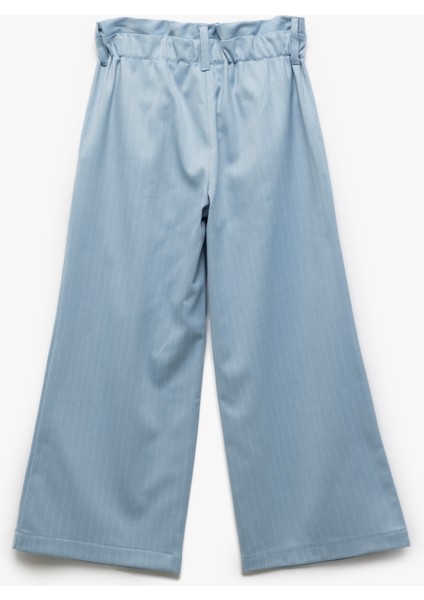 Beli Lastikli Pile Detaylı Çizgili Bol Paça Pantolon fiyatları