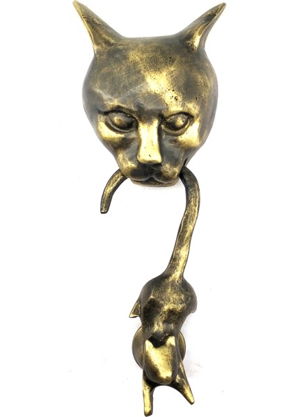 Kedi fare pirinç kapı taktak kapı aksesuar vintage kapı tokmağı sarı