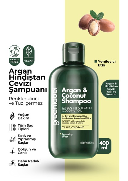 Argan Ve Hindistan Cevizi Özlü DökülmeKarşıtı Besleyici Ve Onarıcı Keratin Şampuanı 400 ML