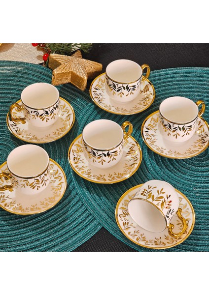 Beyaz Gold Desenli Porselen 6 Kişilik Fincan Takımı YX-230140 indirimleri