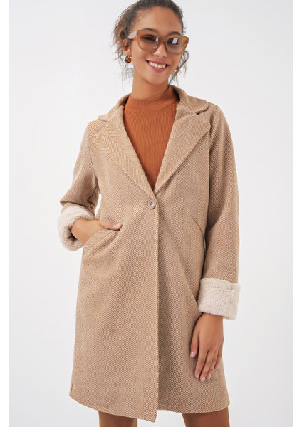 9085 Kaşe Kaban - Bej fiyatları