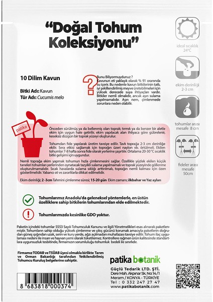 120 Adet Yerli Ata 10 Dilim Çorum Kavun Tohumu modelleri