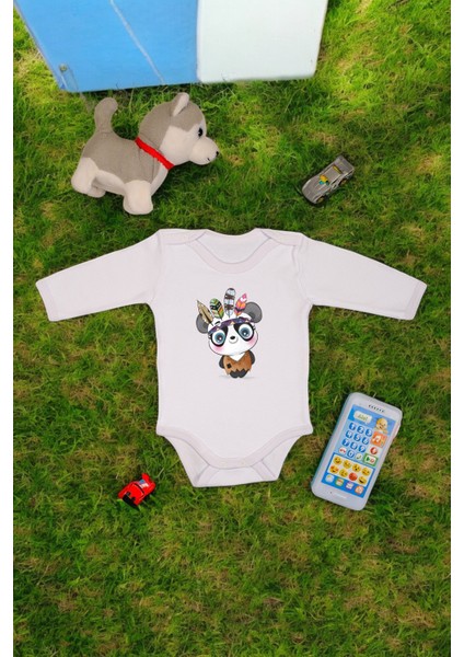 %100 Pamuklu Şaşkın Panda Baskılı Yumuşak Doku Baskılı Zıbın & Body