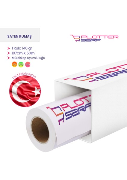 ® Light Fabric Saten Kumaş Bayrak Bezi 140 gr Pigment Dye 107cm X 50mt (1 Rulo)