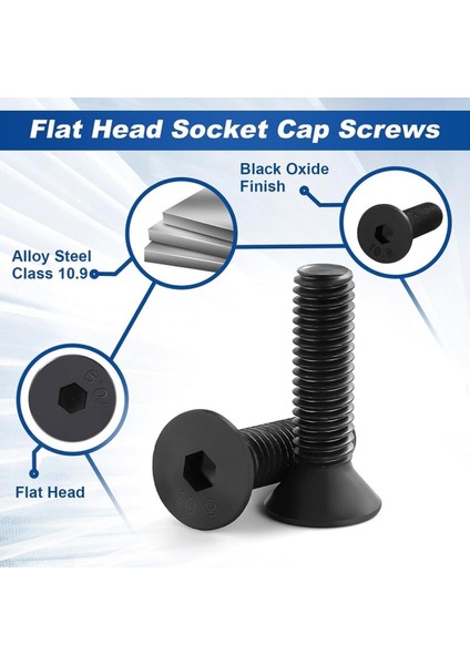 Havşa Başlı İmbus Civata 10.9 Kalite Paslanmaz Çelik Siyah Dın 7991 M5 x 35 mm 50 Adet indirimleri