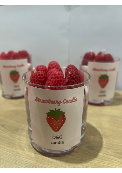 Cam Bardakta Çilekli Soya Mumu