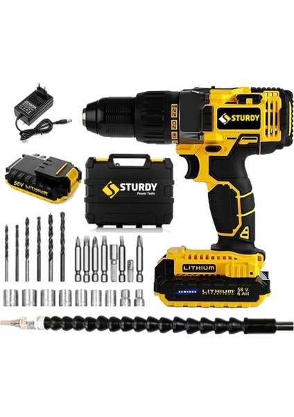 Japon Technology 58V8AH Hıltı Seri Metal Şanzuman Şarjlı Çift Akülü Matkap 27PRÇ Uç Setli