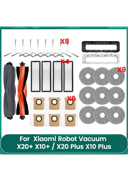 Robot Süpürge X20+ X10+ /X20 PLUS/X10 Plus Aksesuarları Için 31 Adet Ana Yan Fırça Paspas Bezi Toz Torbası Filtresi (Yurt Dışından)