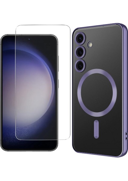 Samsung Galaxy S24 Kılıf Kamera Korumalı Magsafe Wireless Şarj Özellikli Zore Demre Kapak + Nano Ekran Koruyucu