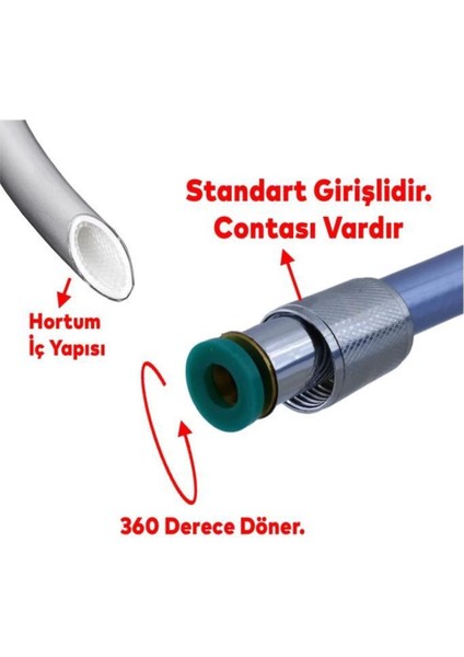 Tüm Duş Setleri ile Uyumlu 1,5 Metre Duş Hortumu Yeşil Paslanmaz Kopmaz Kaliteli Pvc Hortum Duş