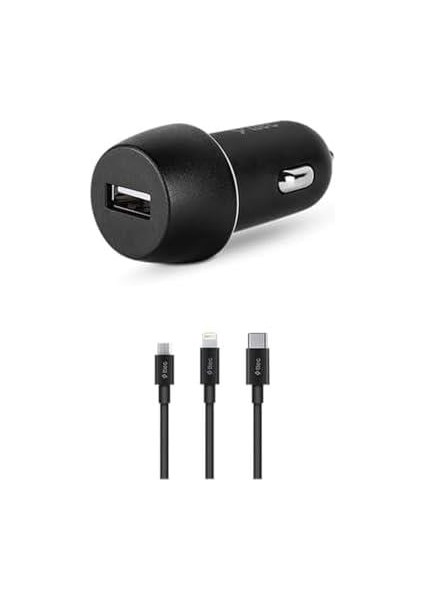 Smartcharger 2.1A Araç Şarj Aleti ve Trio Kablo Siyah - 2CKS20TS fiyatları