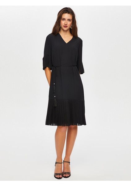 Pilise Dantel Garnili V Yaka Abiye Elbise 018 modelleri