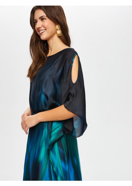 Desenli Ipek Tuşeli Uzun Abiye Elbise 021 fırsatları