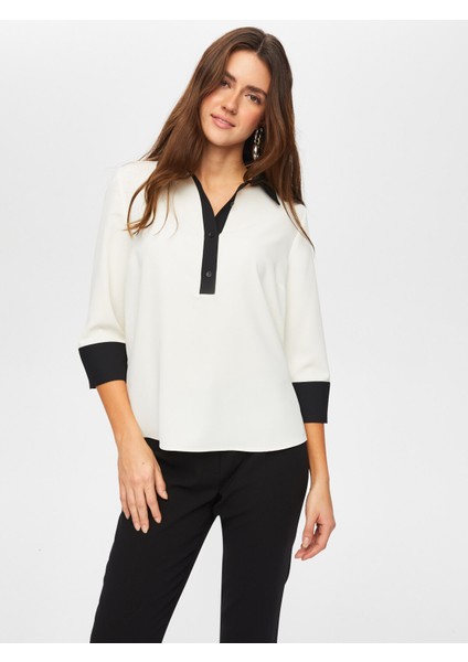 Renk Bloklu 3/4 Kol Yarım Patlı Bluz 003 fiyatları
