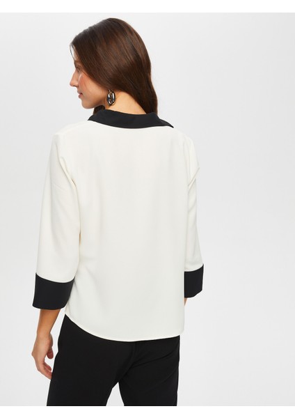 Renk Bloklu 3/4 Kol Yarım Patlı Bluz 003 fırsatları
