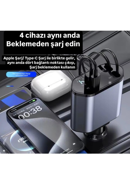 USB C Araç Şarj Aleti,4'ü 1 Arada Hızlı Şarj Araç Güç Adaptörü | 66W Araç USB Şarj Cihazı Çok Bağlantı Noktalı Evrensel Arabalar Off-Road Araçlar, Arabalar Için Çakmak Şarj Cihazı fiyatları