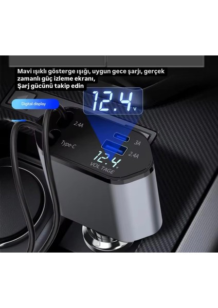 USB C Araç Şarj Aleti,4'ü 1 Arada Hızlı Şarj Araç Güç Adaptörü | 66W Araç USB Şarj Cihazı Çok Bağlantı Noktalı Evrensel Arabalar Off-Road Araçlar, Arabalar Için Çakmak Şarj Cihazı modelleri