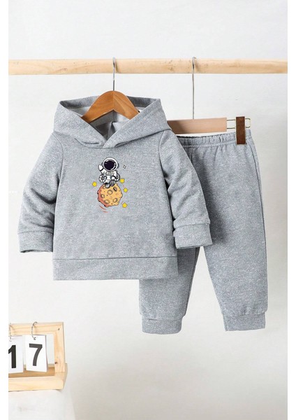 Uygun Tarz Galaksi Astronot Baskılı Çocuk Rahat Eşofman Takımı