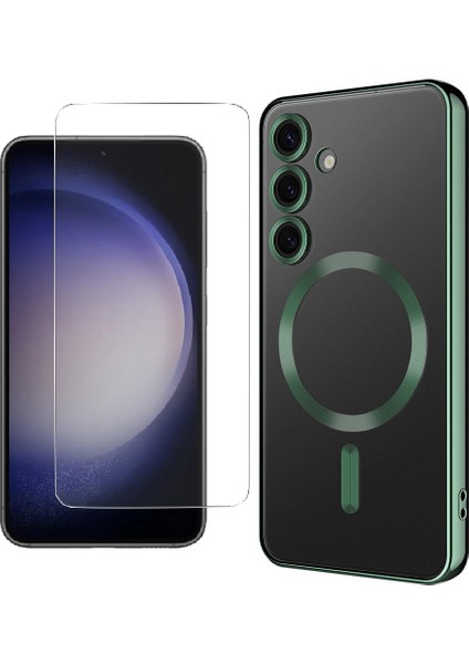Samsung Galaxy S24 Kılıf Kamera Korumalı Magsafe Wireless Şarj Özellikli Zore Demre Kapak + Nano Ekran Koruyucu