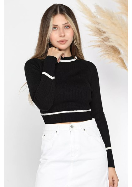 Fitilli Crop Triko Kazak